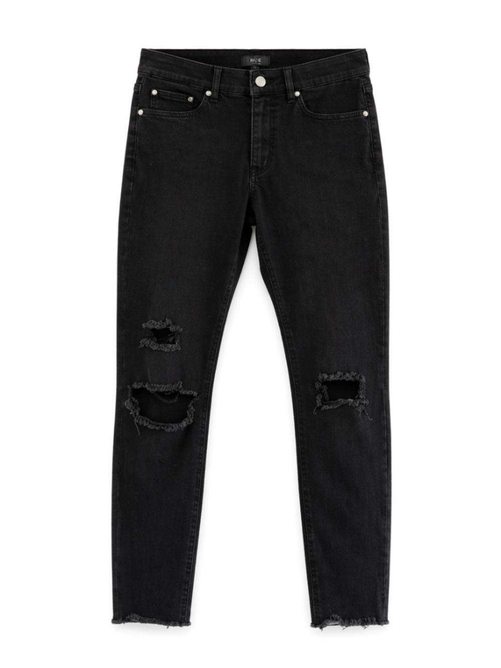 4/$20➡️ HUE Black Distressed Crop Jeggings – Size Medium GUC